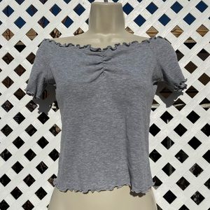 Over the shoulder grey crop top